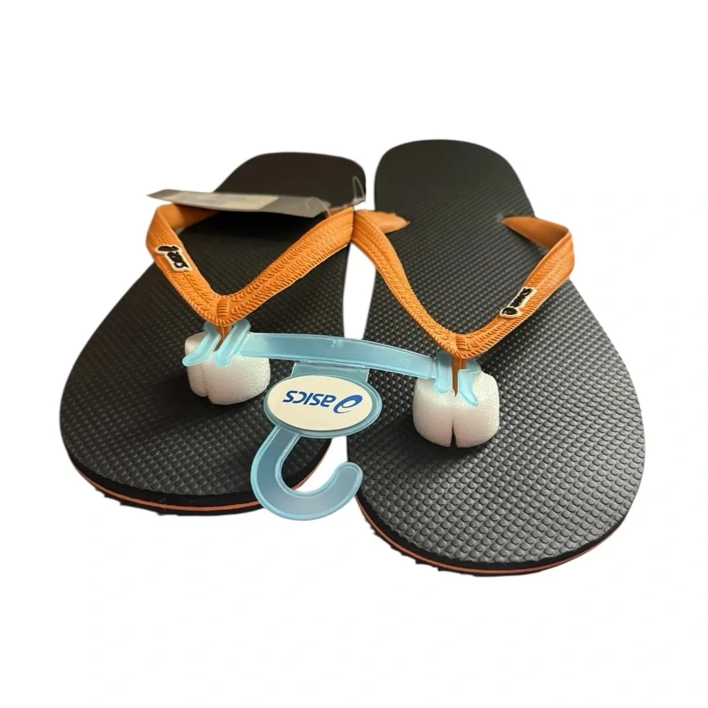 Asics Mens Ciabatta Slik Slip On Pool Thong Sandals 15 Black/Orange Beach Resort